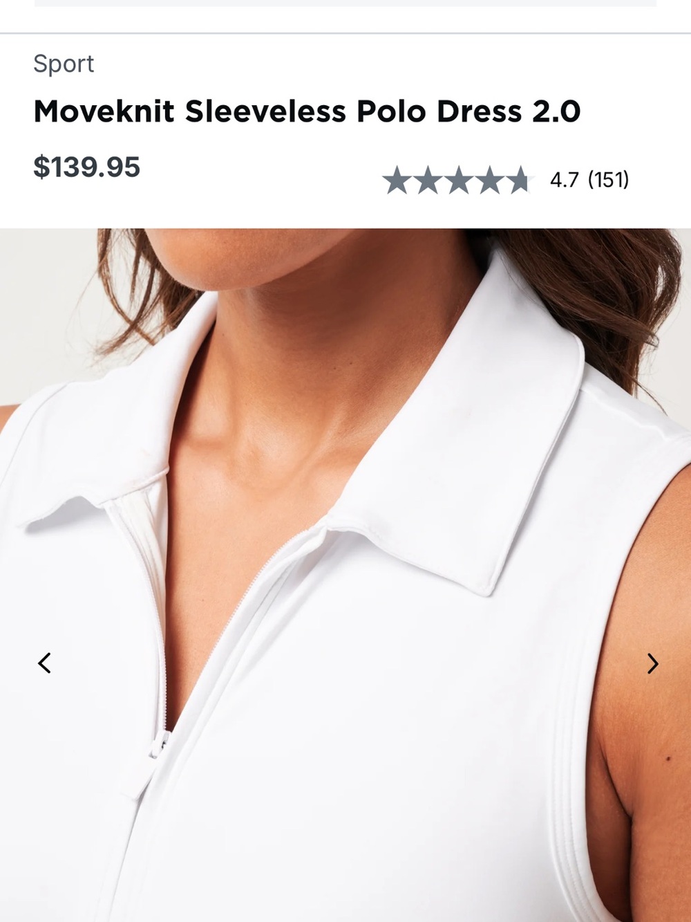 Travis Mathew White Sleeveless Zip Polo Tank Dress
